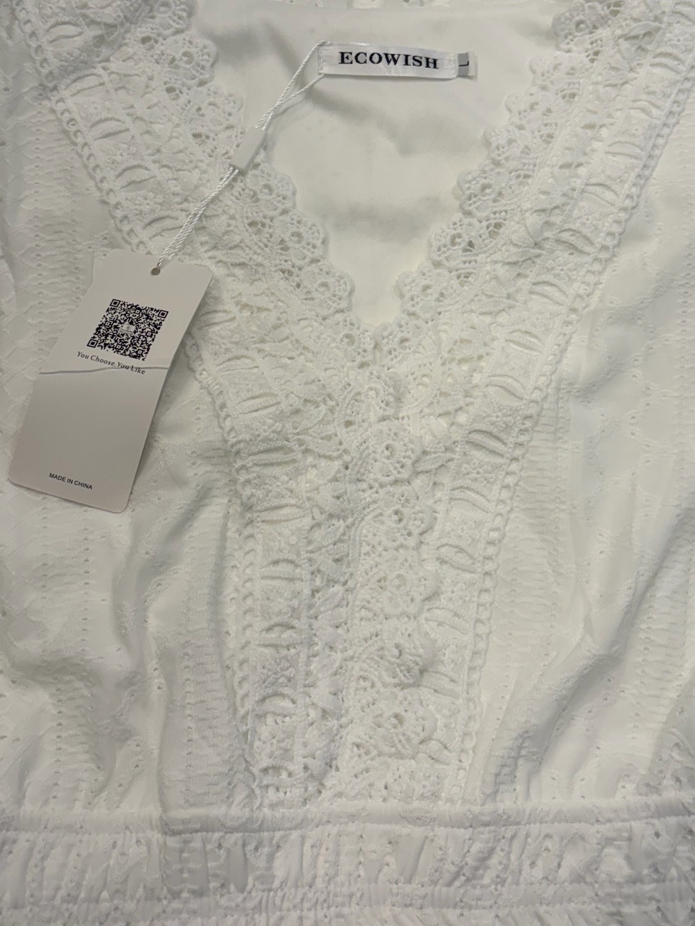 Women’s white/cream Ecowish eyelet sundress, NWT, size L - Picture 8 of 16